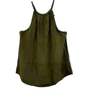 FRANCESCA HARPER NWT ARMY GREEN HALTER TANK WITH BUTTON KEY HOLE CLOSURE SMALL